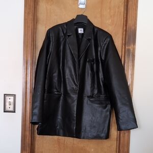 CAbi Black Faux Leather Blazer